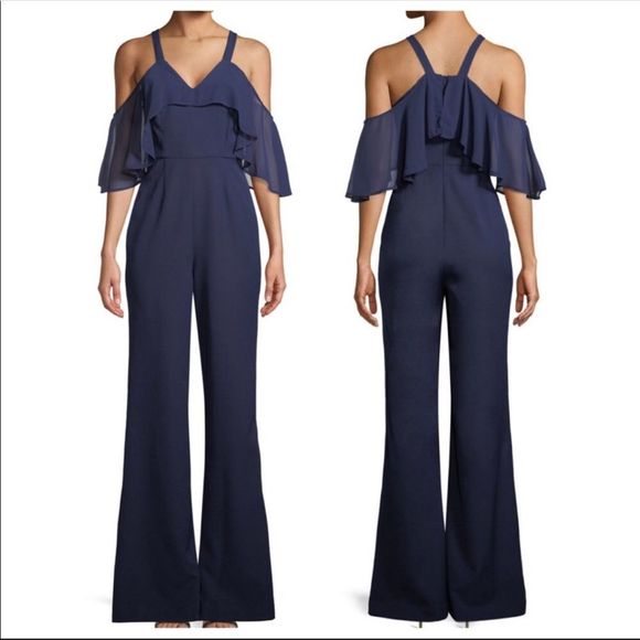 JAYGODFREY Pants - Jay Godfrey Oliver Cold ShoulderJumpsuit Navy 0